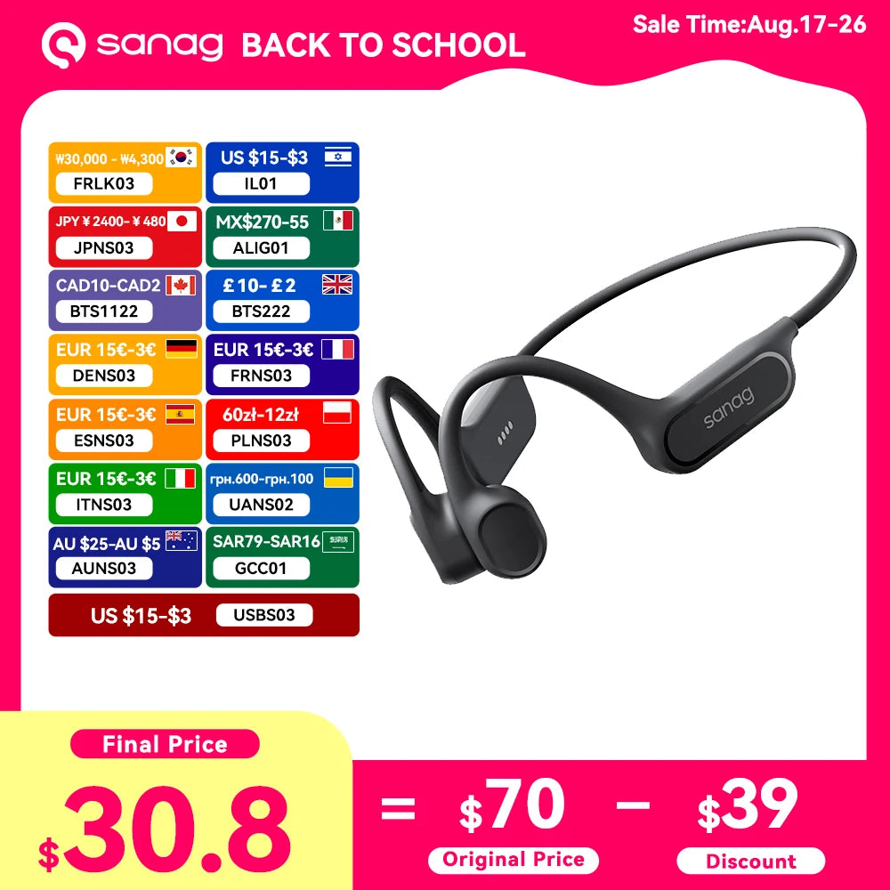 B33S Bone Conduction Bluetooth Earphones Open Ear IPX8 Swimming Headphones Choice 32GB Memory Wireless Headset MP3 Earbuds