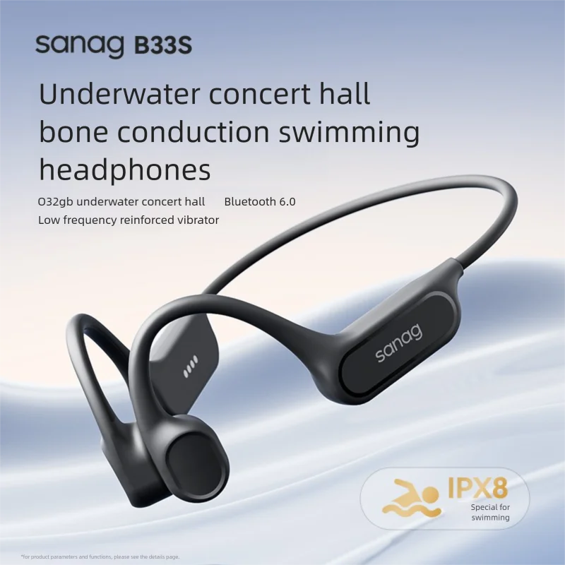 B33S Bone Conduction Bluetooth Earphones Open Ear IPX8 Swimming Headphones Choice 32GB Memory Wireless Headset MP3 Earbuds