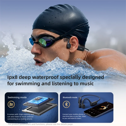 B33S Bone Conduction Bluetooth Earphones Open Ear IPX8 Swimming Headphones Choice 32GB Memory Wireless Headset MP3 Earbuds