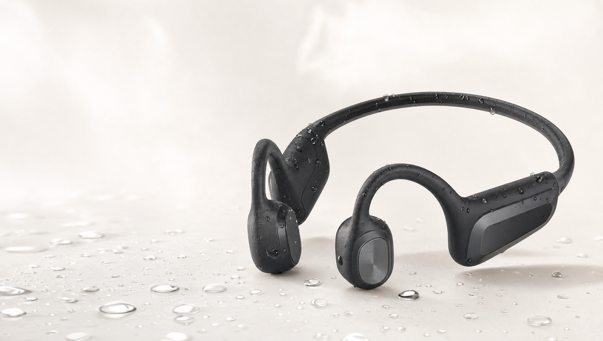 B33S bone conduction headphones, premium light studio hero shot